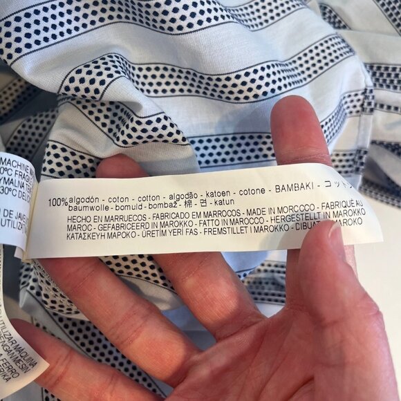 Zara Trafaluc Collection Off Shoulder Blouse Top XS NWT Navy Stripe Textured - Picture 8 of 10